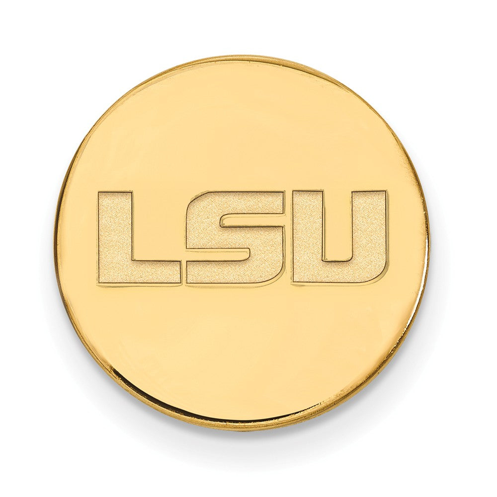 Gold-Plated Sterling Silver LogoArt Louisiana State U Black Leather Oval Key Chain