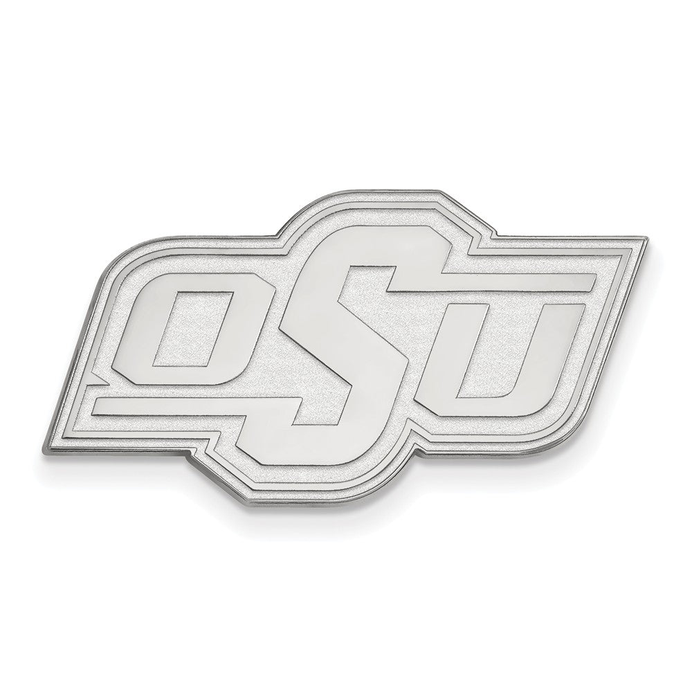 Alternate view of the Sterling Silver Oklahoma State Black Leather Key Chain by The Black Bow Jewelry Co.