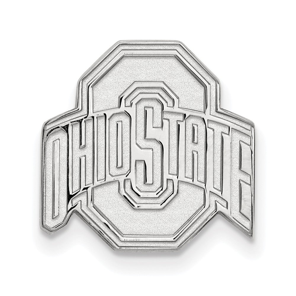 Alternate view of the Sterling Silver Ohio State Black Leather Key Chain by The Black Bow Jewelry Co.