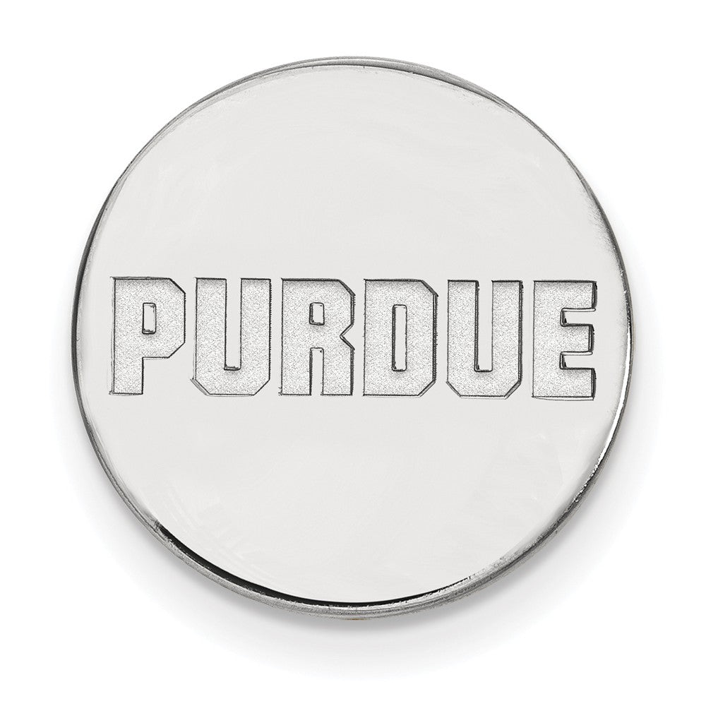Alternate view of the Sterling Silver Purdue Black Leather Logo Key Chain by The Black Bow Jewelry Co.
