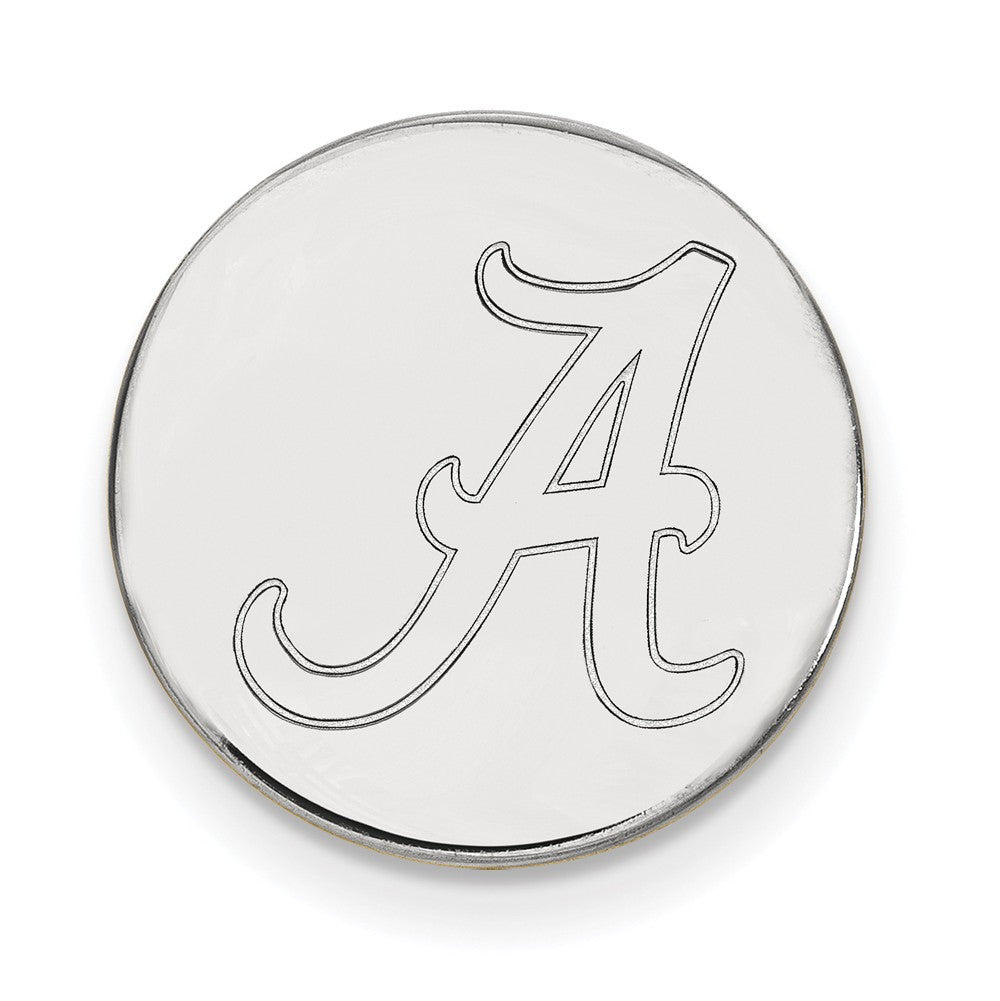 Alternate view of the Sterling Silver U of Alabama Black Leather Logo Key Chain by The Black Bow Jewelry Co.