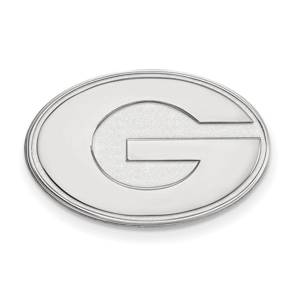 Alternate view of the Sterling Silver U of Georgia Black Leather Key Chain by The Black Bow Jewelry Co.