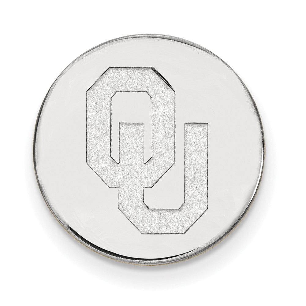Alternate view of the Sterling Silver U of Oklahoma Black Leather Key Chain by The Black Bow Jewelry Co.