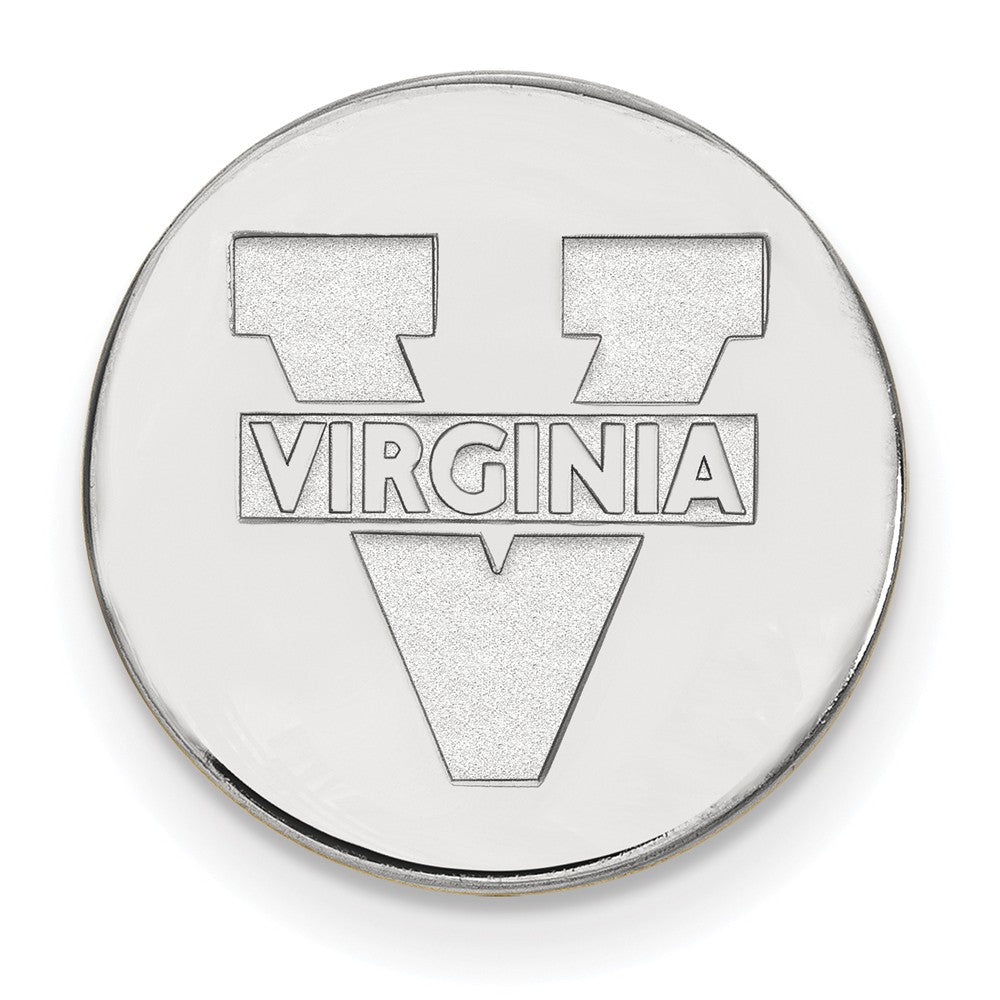 Alternate view of the Sterling Silver U of Virginia Black Leather Logo Key Chain by The Black Bow Jewelry Co.