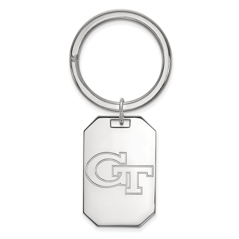 Sterling Silver Georgia Technology Key Chain, Item M9521 by The Black Bow Jewelry Co.