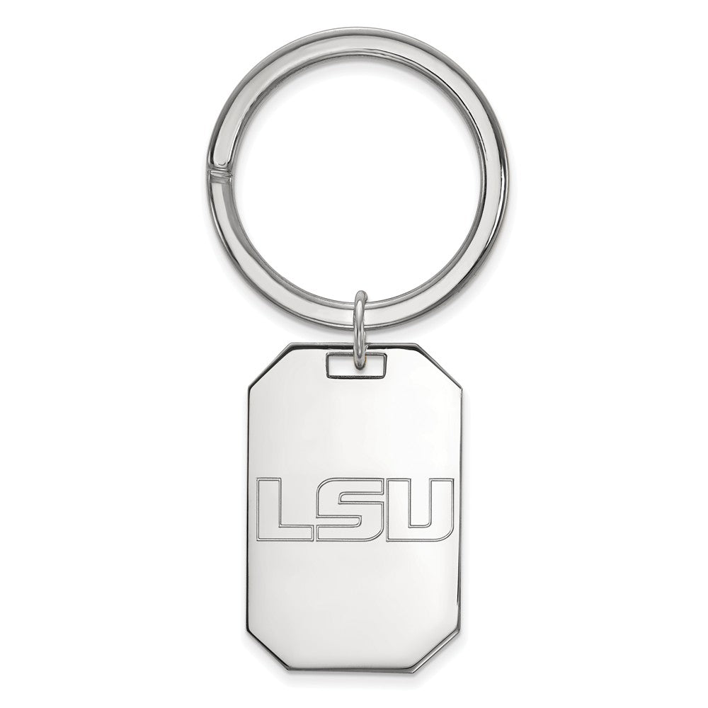 14k Gold Plated Silver Louisiana State Black Leather Key Chain