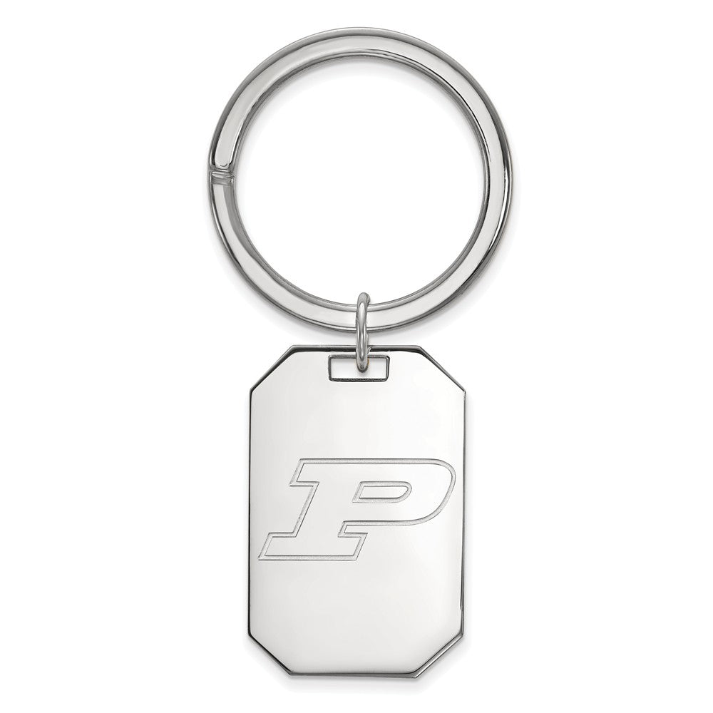 Sterling Silver Purdue University Logo Key Chain, Item M9528 by The Black Bow Jewelry Co.