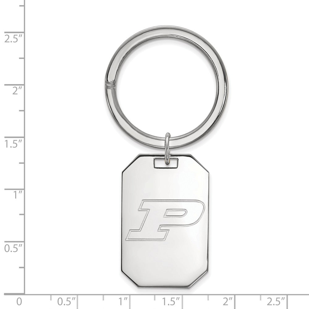 Alternate view of the Sterling Silver Purdue University Logo Key Chain by The Black Bow Jewelry Co.