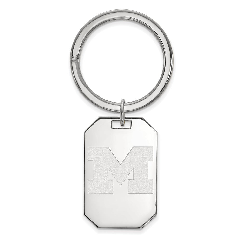 Sterling Silver Michigan (Univ of) Key Chain, Item M9535 by The Black Bow Jewelry Co.