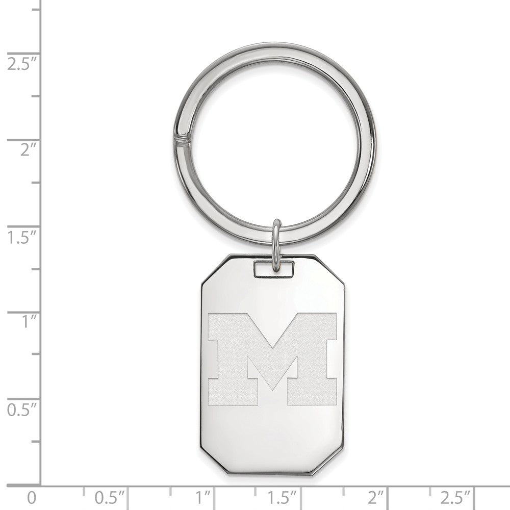 Alternate view of the Sterling Silver Michigan (Univ of) Key Chain by The Black Bow Jewelry Co.