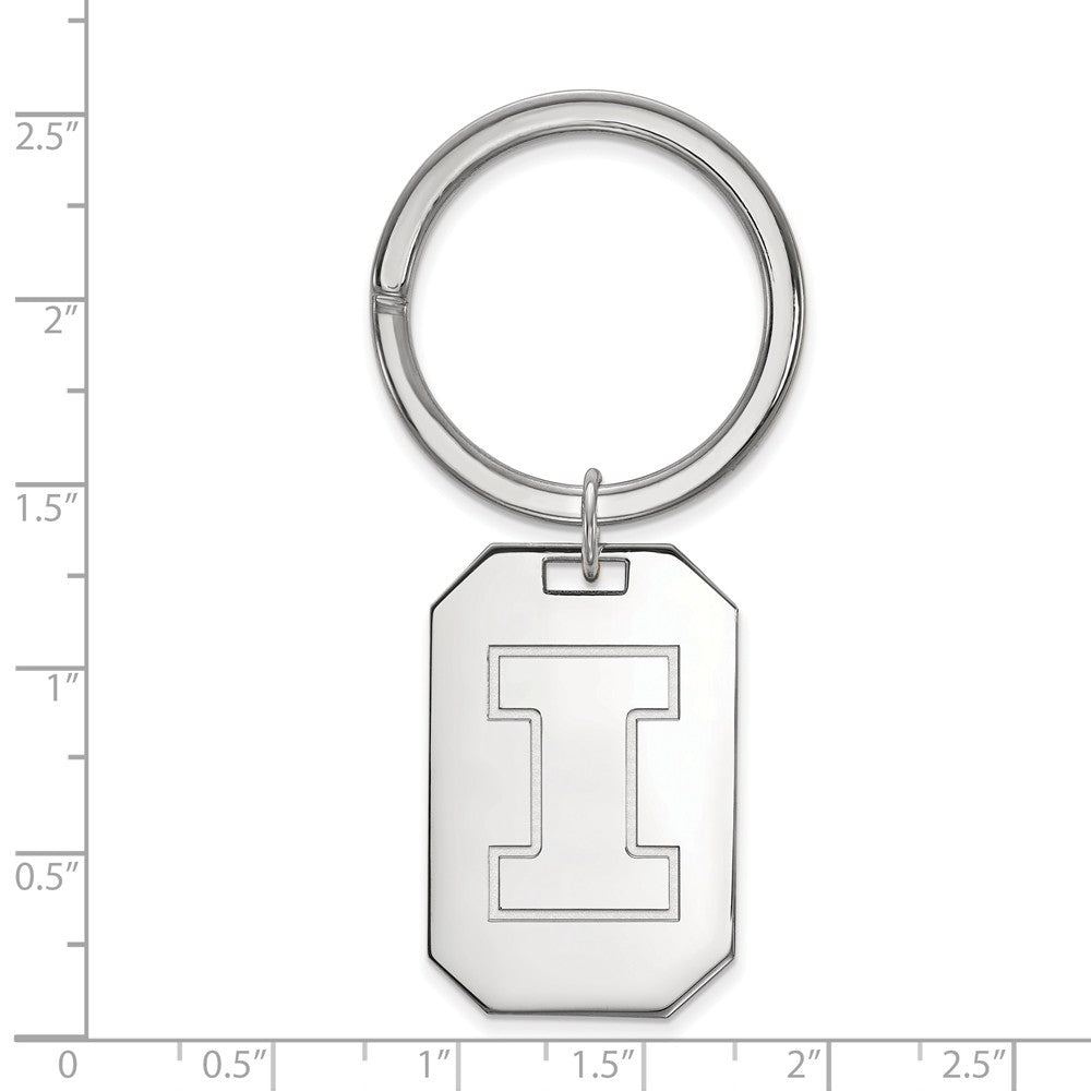Alternate view of the Sterling Silver U of Illinois Key Chain by The Black Bow Jewelry Co.
