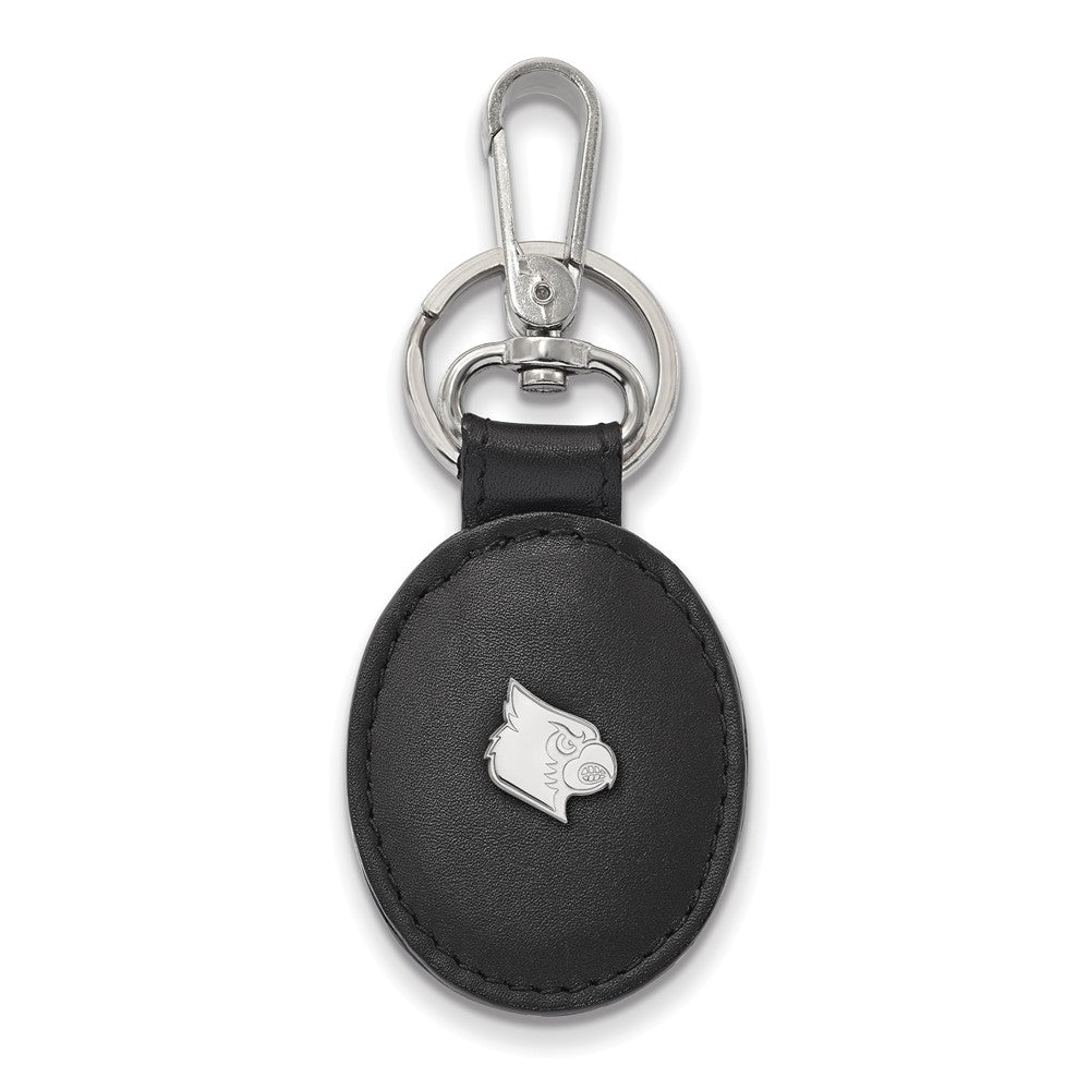 Sterling Silver Louisville Black Leather Key Chain - The Black Bow