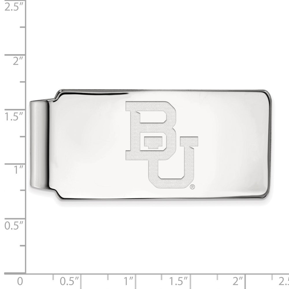 Alternate view of the 10k White Gold Baylor U Money Clip by The Black Bow Jewelry Co.