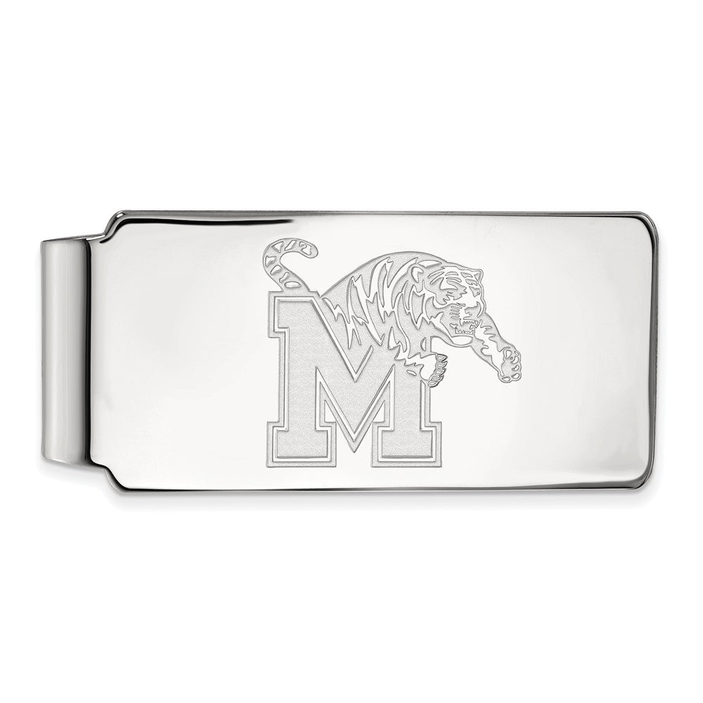 10k White Gold U of Memphis Money Clip, Item M9632 by The Black Bow Jewelry Co.