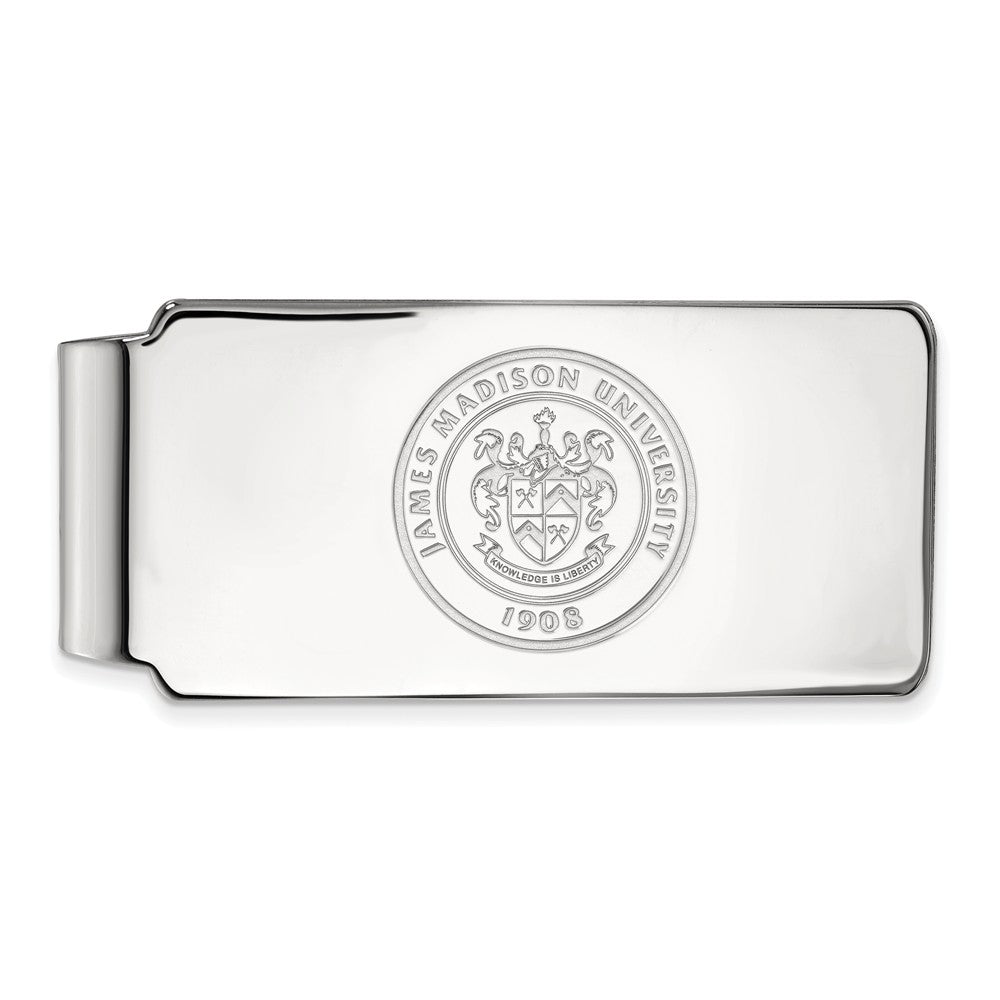 10k White Gold James Madison U Crest Money Clip, Item M9634 by The Black Bow Jewelry Co.