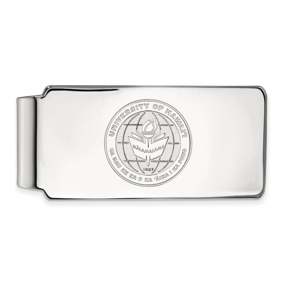 10k White Gold The U of Hawai'i Crest Money Clip, Item M9635 by The Black Bow Jewelry Co.