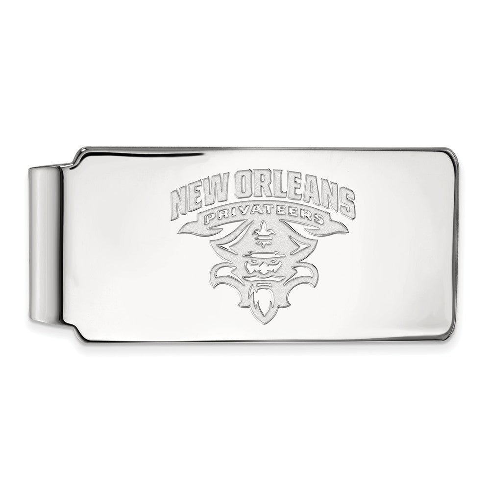 10k White Gold U of New Orleans Money Clip, Item M9649 by The Black Bow Jewelry Co.