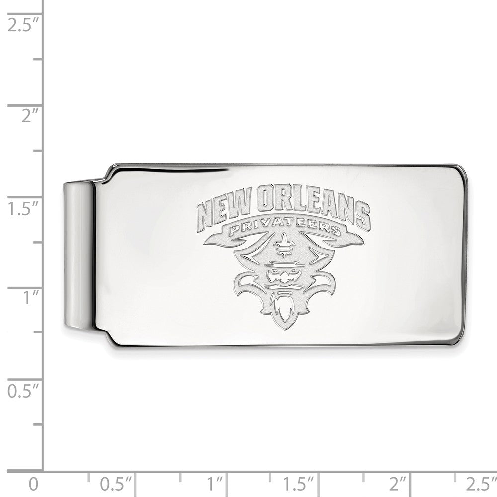 Alternate view of the 10k White Gold U of New Orleans Money Clip by The Black Bow Jewelry Co.
