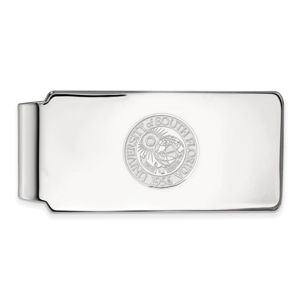 10k White Gold South Florida Crest Money Clip, Item M9658 by The Black Bow Jewelry Co.