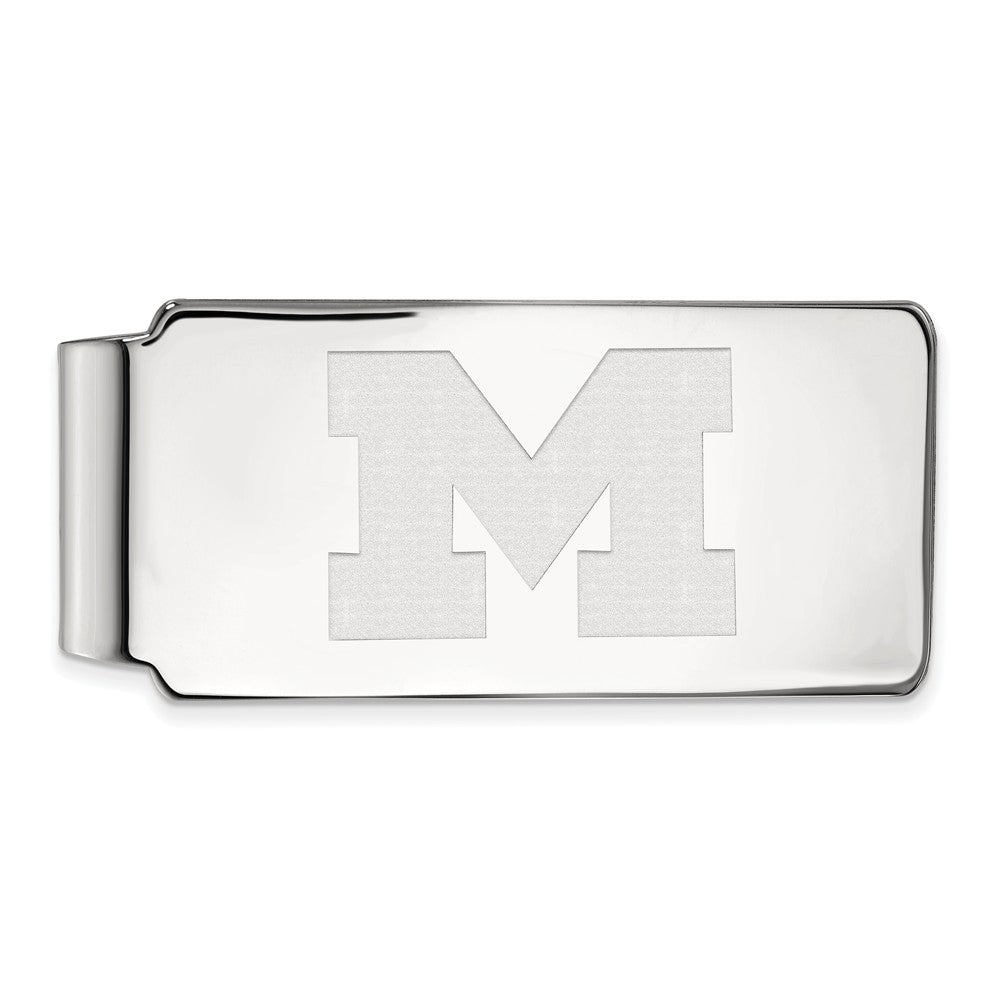 10k White Gold Michigan (Univ of) Money Clip, Item M9663 by The Black Bow Jewelry Co.