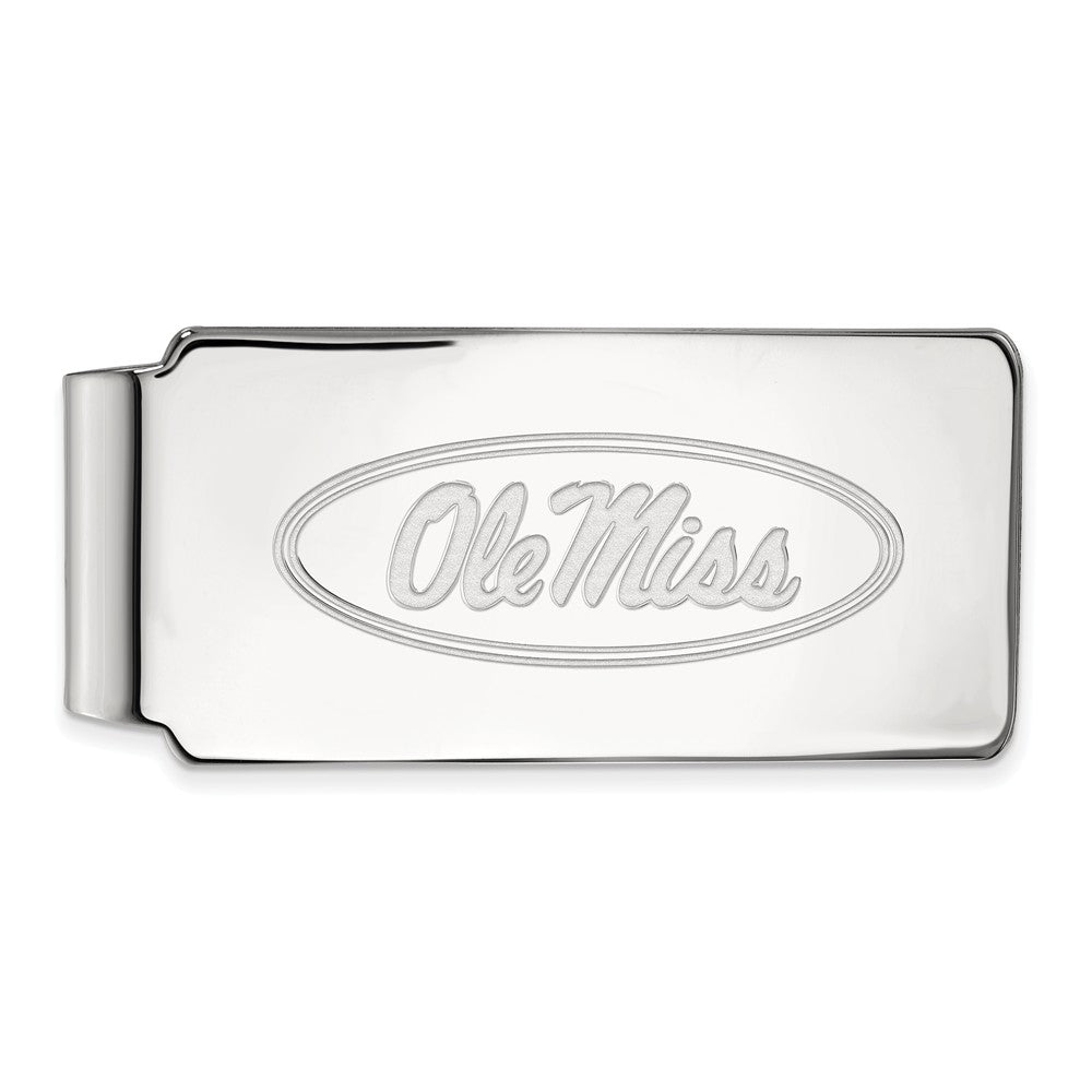 10k White Gold U of Mississippi Money Clip, Item M9683 by The Black Bow Jewelry Co.