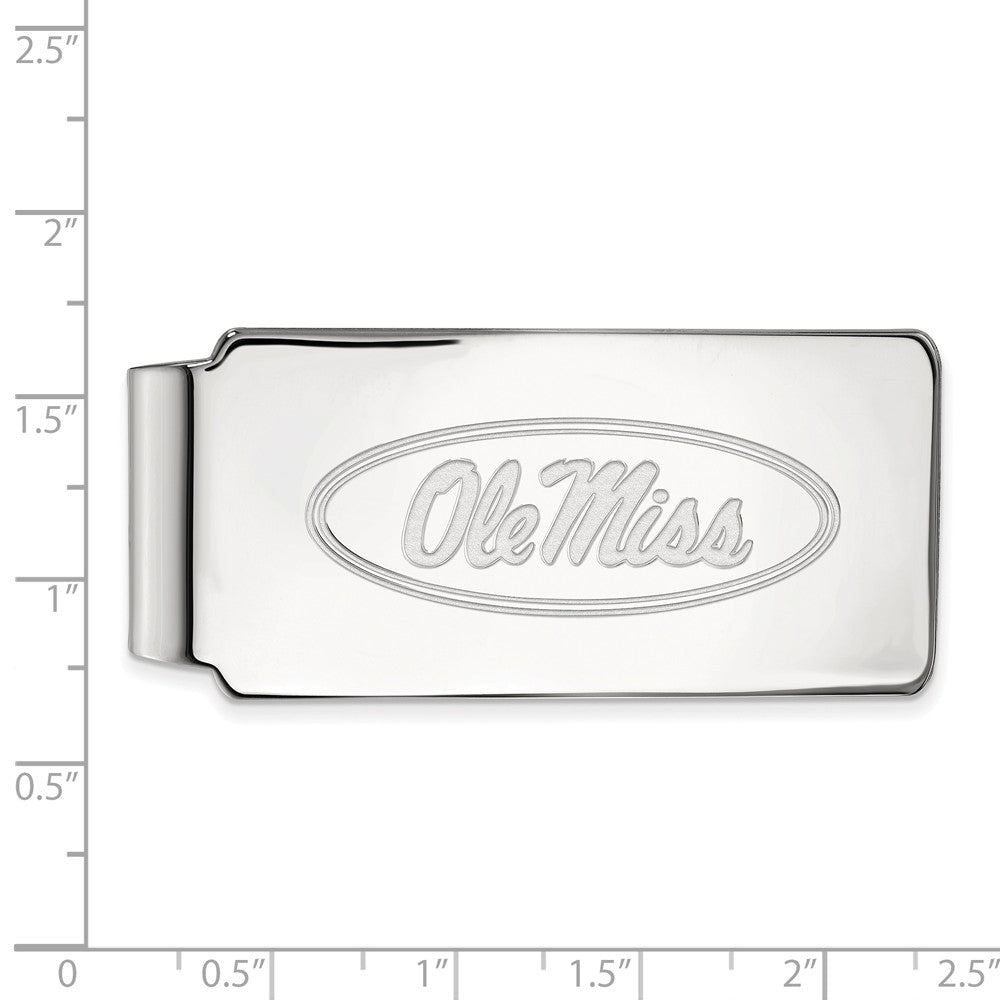 Alternate view of the 10k White Gold U of Mississippi Money Clip by The Black Bow Jewelry Co.