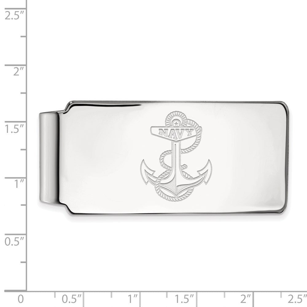 Alternate view of the 10k White Gold U.S. Navy Money Clip by The Black Bow Jewelry Co.