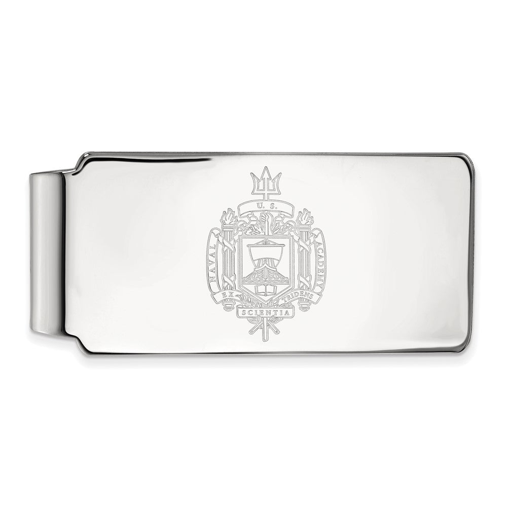 10k White Gold U.S. Naval Academy Crest Money Clip, Item M9705 by The Black Bow Jewelry Co.