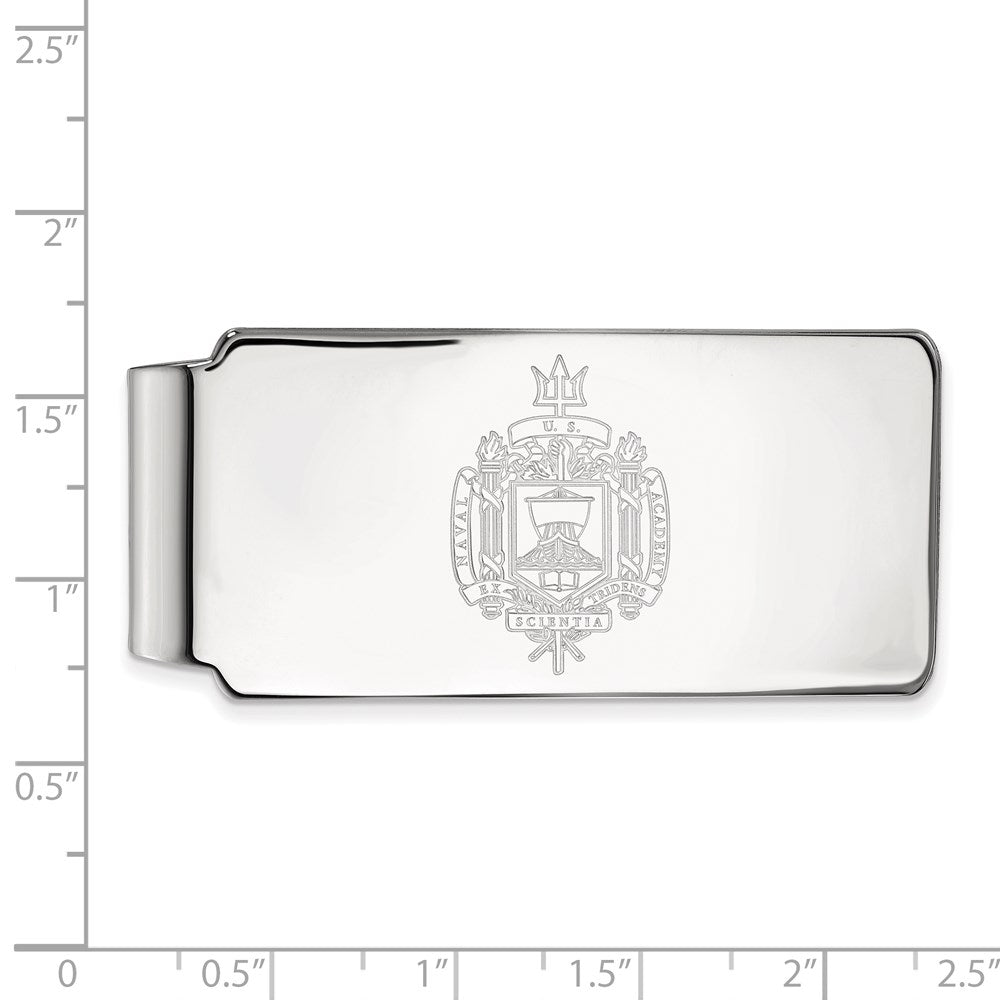 Alternate view of the 10k White Gold U.S. Naval Academy Crest Money Clip by The Black Bow Jewelry Co.