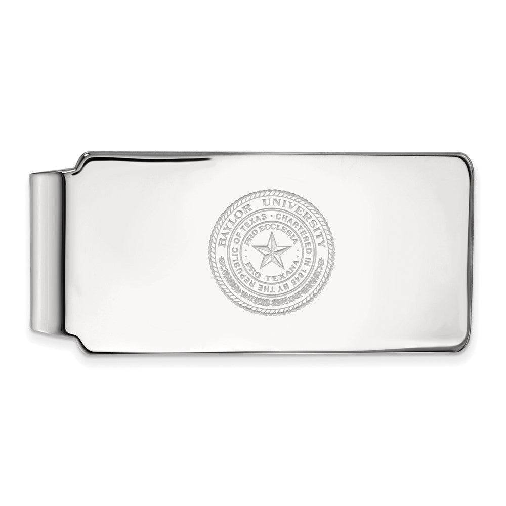 10k White Gold Baylor U Crest Money Clip, Item M9707 by The Black Bow Jewelry Co.