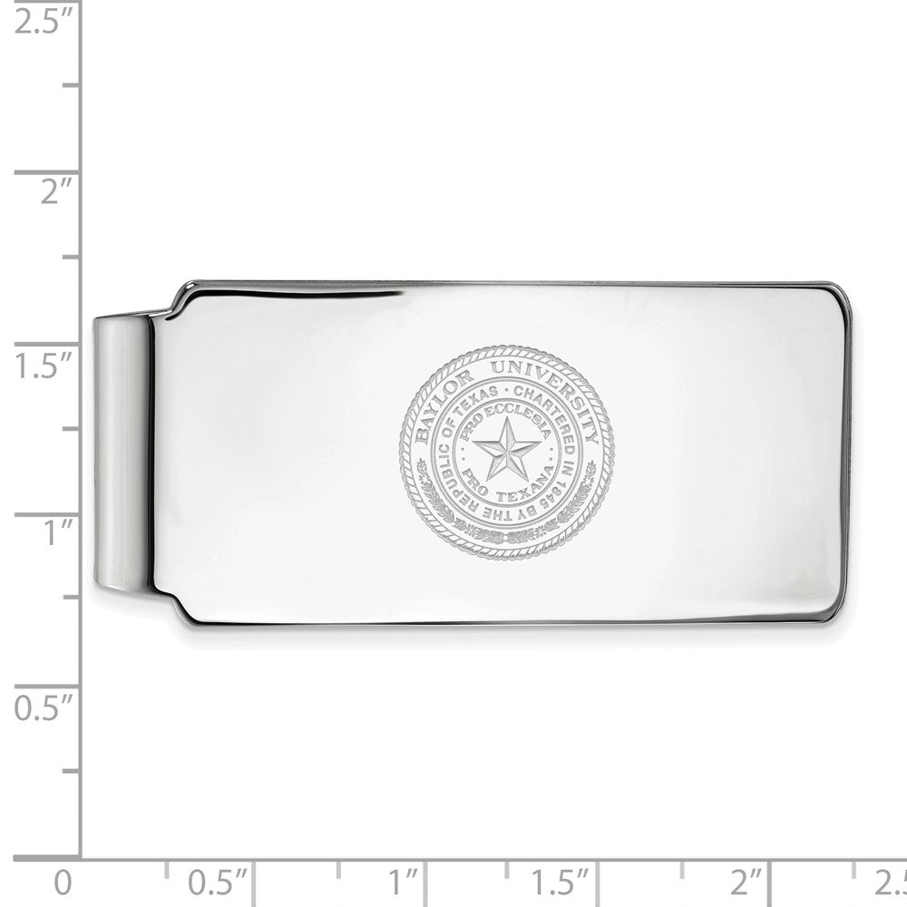 Alternate view of the 10k White Gold Baylor U Crest Money Clip by The Black Bow Jewelry Co.