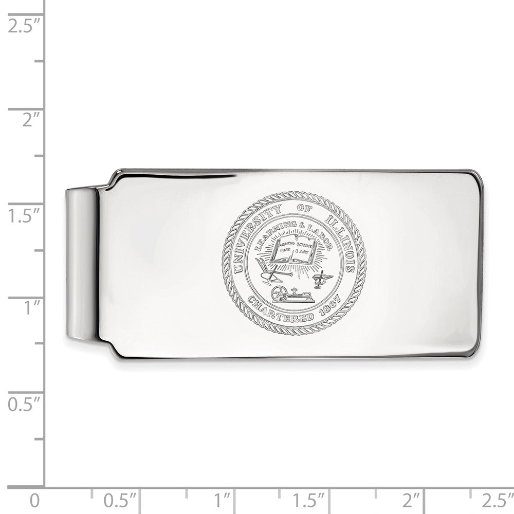 Alternate view of the 10k White Gold U of Illinois Crest Money Clip by The Black Bow Jewelry Co.