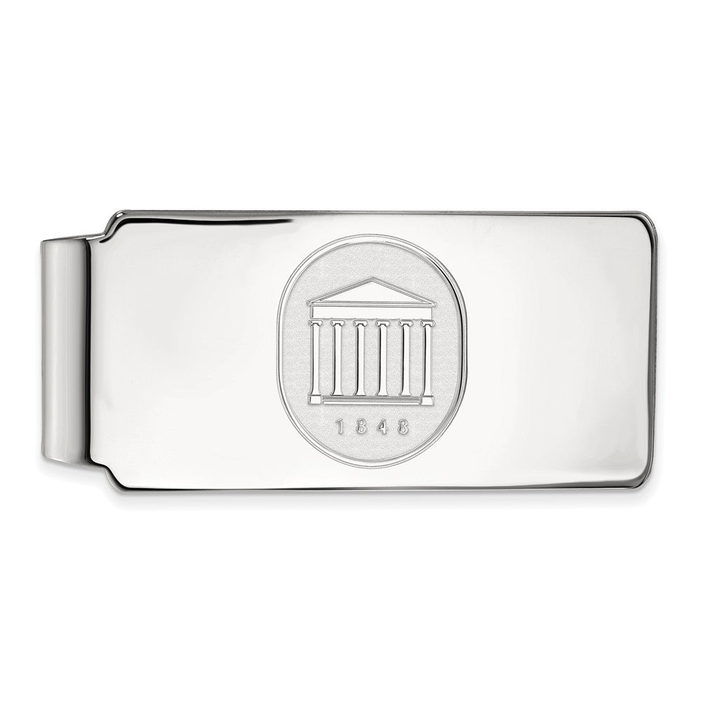 10k White Gold U of Mississippi Crest Money Clip, Item M9726 by The Black Bow Jewelry Co.