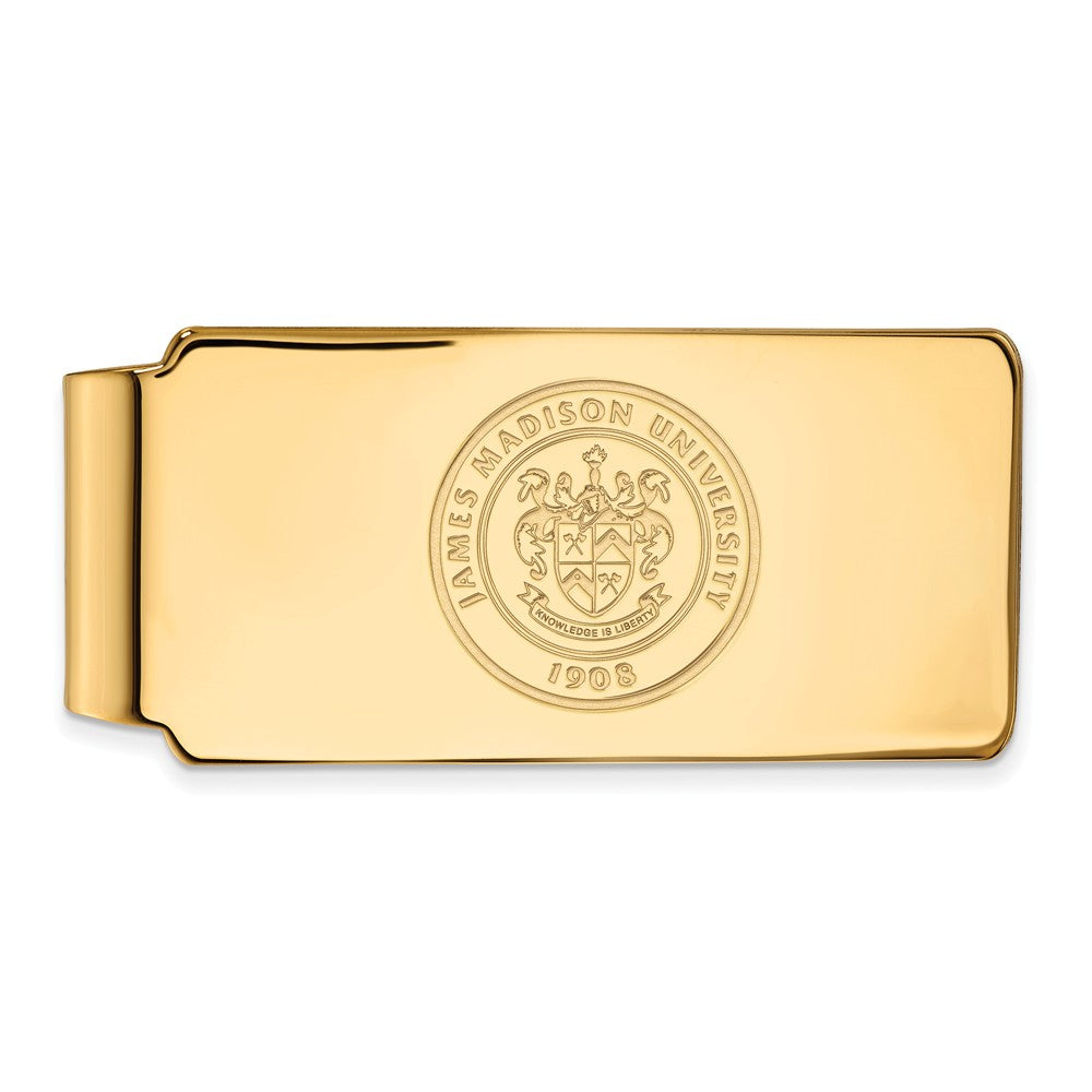 10k Yellow Gold James Madison U Crest Money Clip, Item M9754 by The Black Bow Jewelry Co.