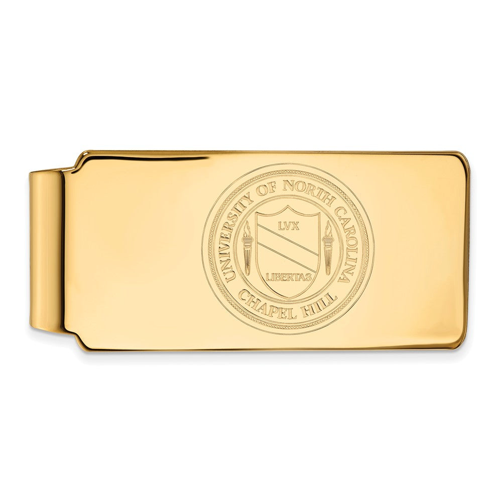 10k Yellow Gold North Carolina Crest Logo Money Clip, Item M9838 by The Black Bow Jewelry Co.