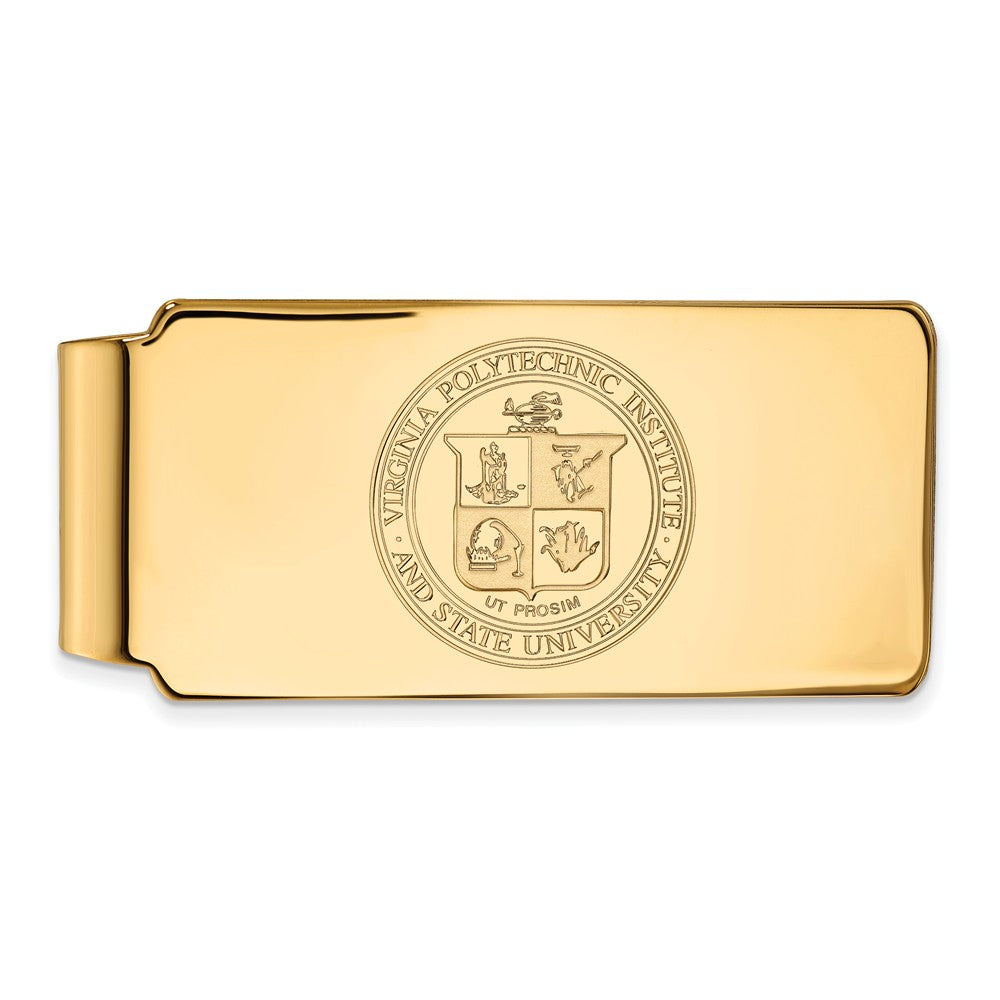 10k Yellow Gold Virginia Tech Crest Money Clip, Item M9842 by The Black Bow Jewelry Co.