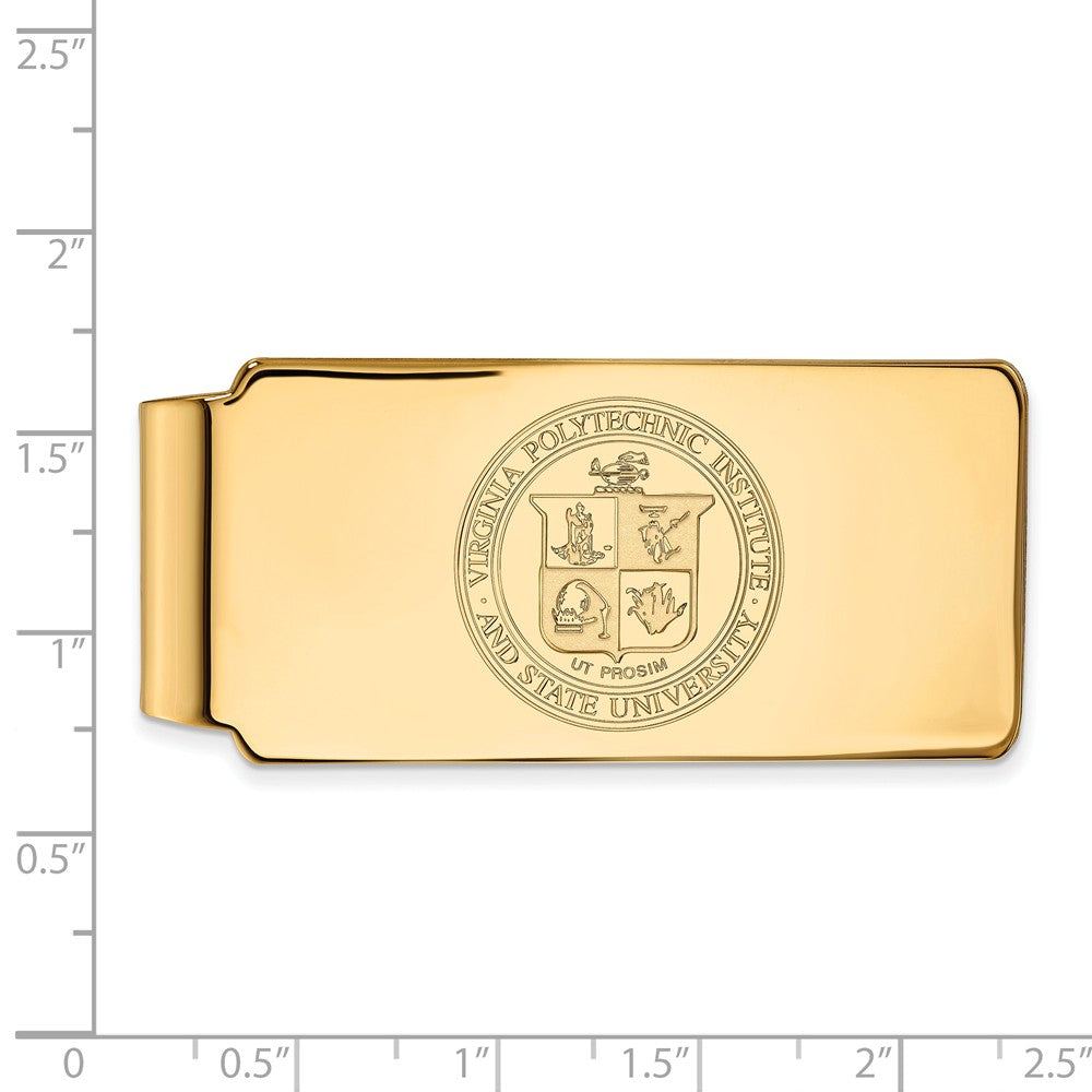 Alternate view of the 10k Yellow Gold Virginia Tech Crest Money Clip by The Black Bow Jewelry Co.