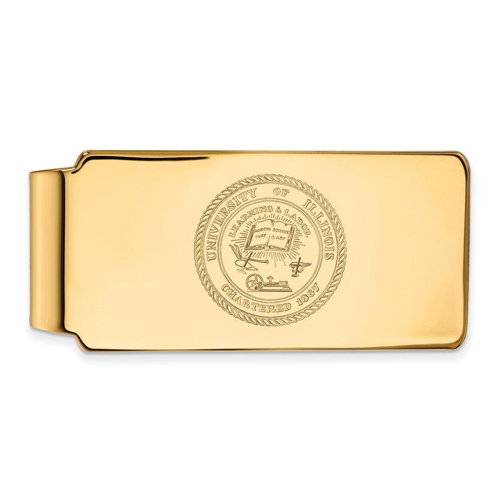 10k Yellow Gold U of Illinois Crest Money Clip, Item M9844 by The Black Bow Jewelry Co.