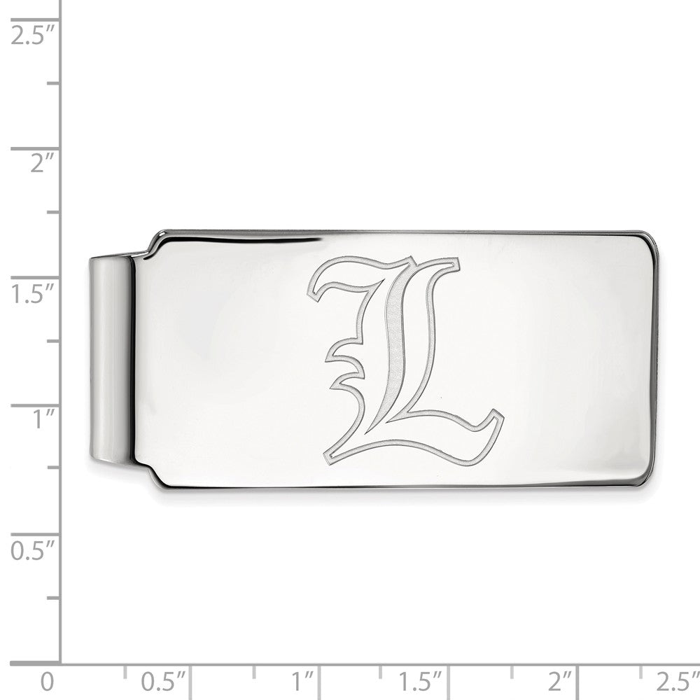 Alternate view of the 14k White Gold U of Louisville Money Clip by The Black Bow Jewelry Co.