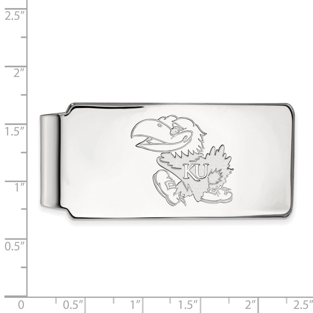 Alternate view of the 14k White Gold U of Kansas Money Clip by The Black Bow Jewelry Co.