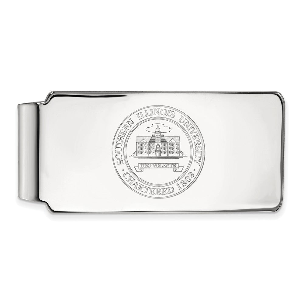 14k White Gold Southern Illinois U Crest Money Clip, Item M9901 by The Black Bow Jewelry Co.