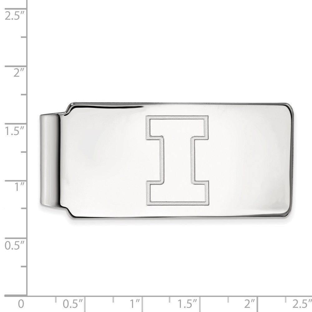 Alternate view of the 14k White Gold U of Illinois Money Clip by The Black Bow Jewelry Co.