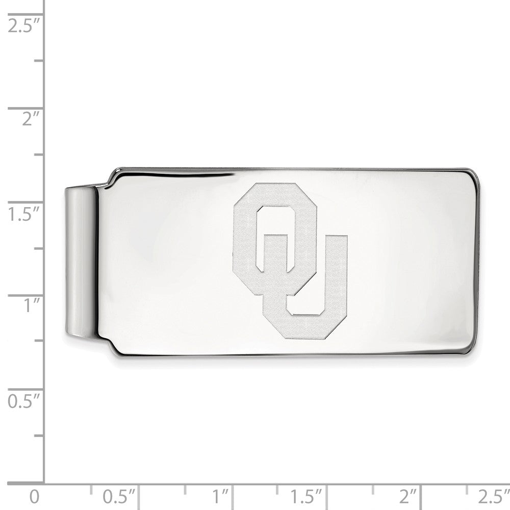 Alternate view of the 14k White Gold U of Oklahoma Logo Money Clip by The Black Bow Jewelry Co.