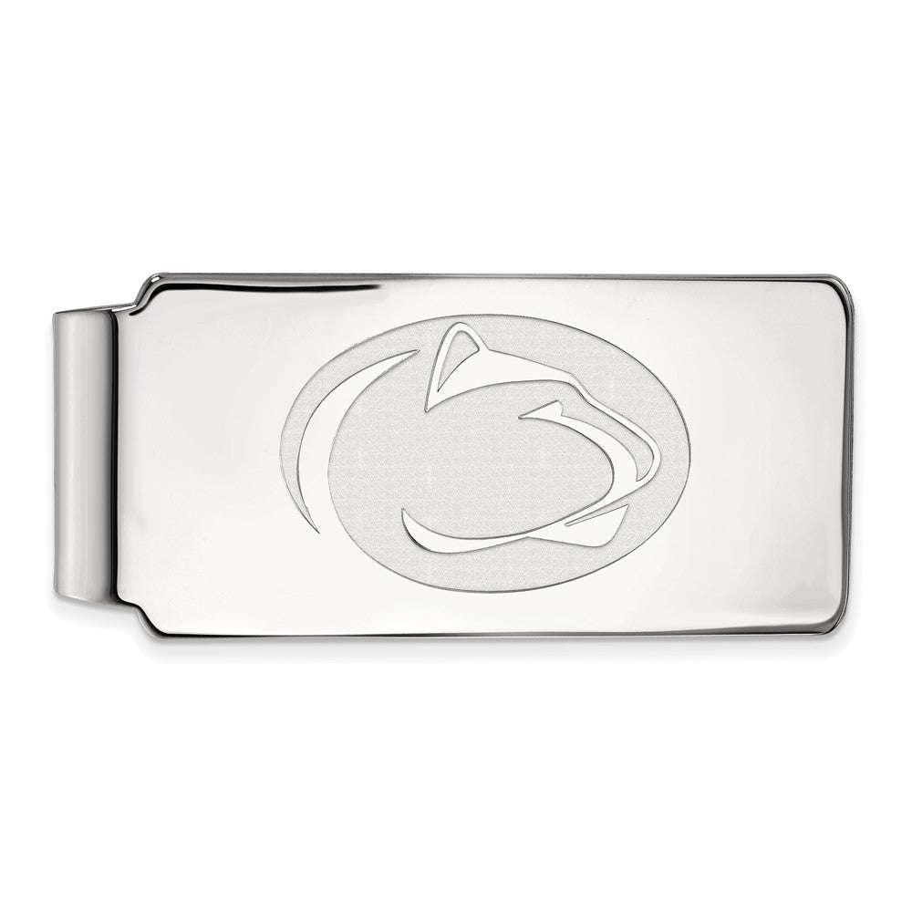 14k White Gold Penn State Logo Money Clip, Item M9933 by The Black Bow Jewelry Co.