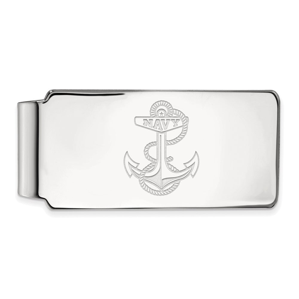14k White Gold U.S. Navy Money Clip, Item M9936 by The Black Bow Jewelry Co.