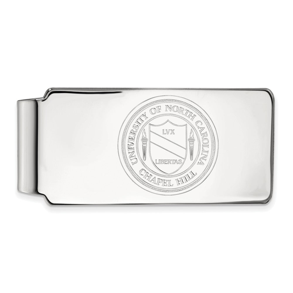 14k White Gold North Carolina Crest Money Clip, Item M9958 by The Black Bow Jewelry Co.