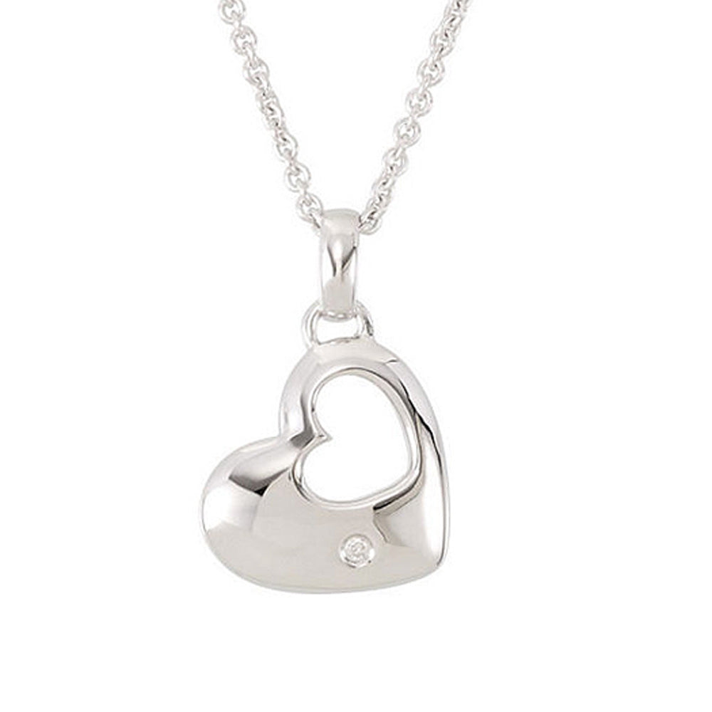 Diamond Accent Heart Necklace in Silver, 18 Inch, Item N10135 by The Black Bow Jewelry Co.