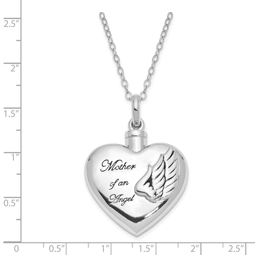 Alternate view of the Sterling Silver Mother of an Angel Heart Ash Holder Necklace, 18 Inch by The Black Bow Jewelry Co.