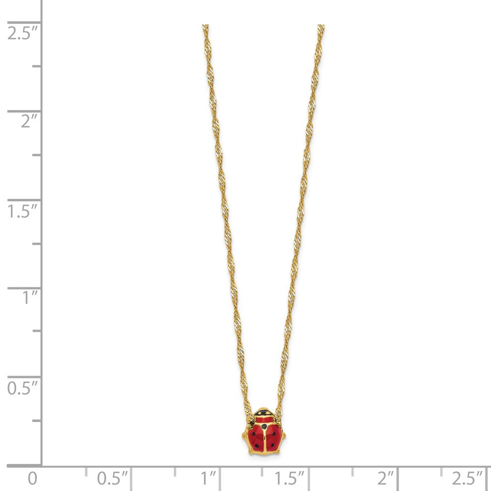 Alternate view of the 7mm 3D Ladybug 16 Inch Necklace in 14k Yellow Gold and Enamel by The Black Bow Jewelry Co.