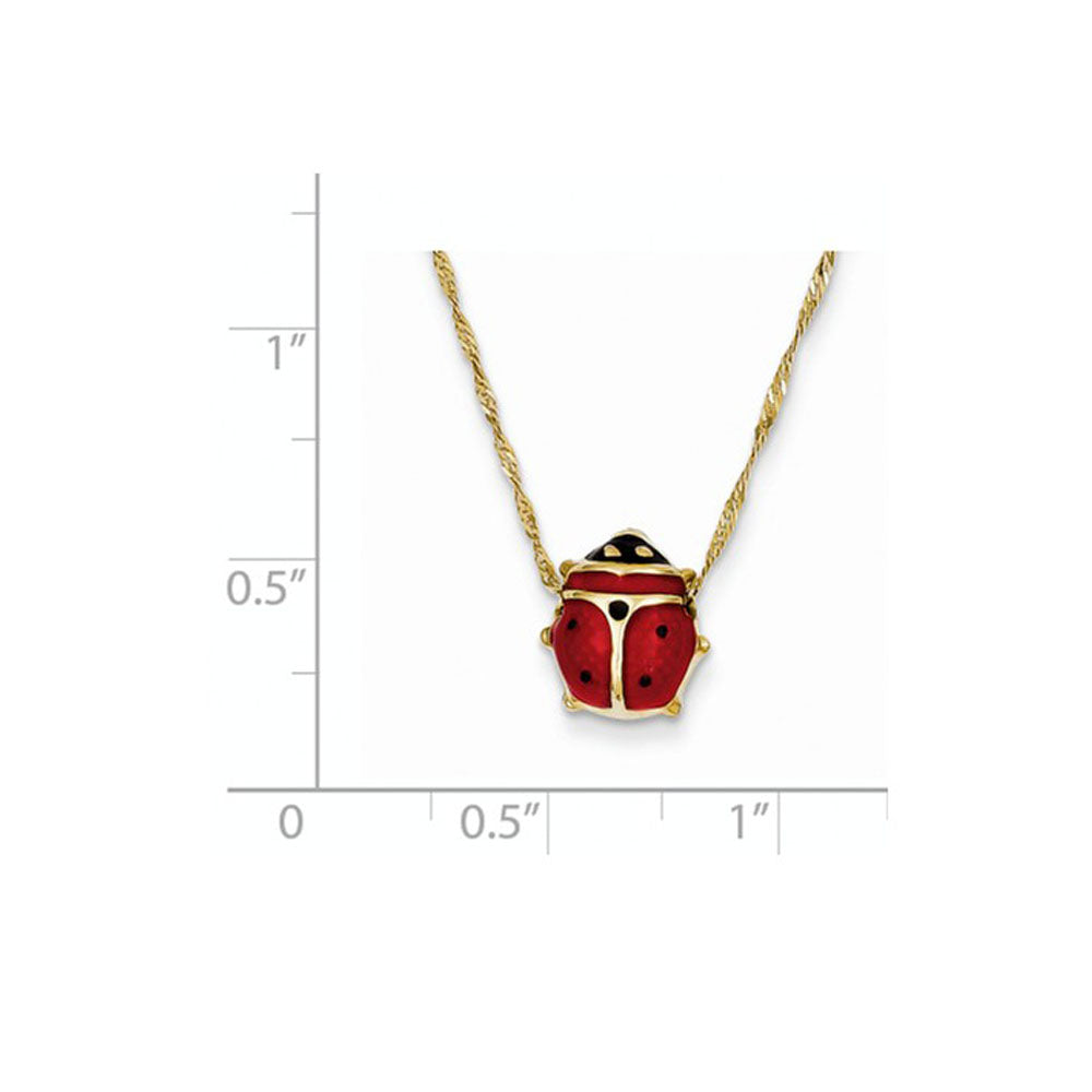 Ladybug pendant for babies or children with enamel - 10K yellow Gold.  Color: yellow | Doucet Latendresse